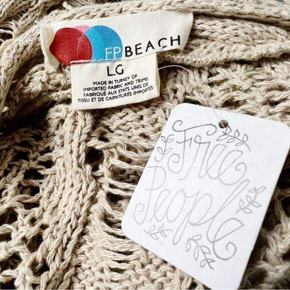 NWT Free People Beach Baja Sur Wrap Oversized Crochet Open Back Boho Sweater - Picture 6 of 8